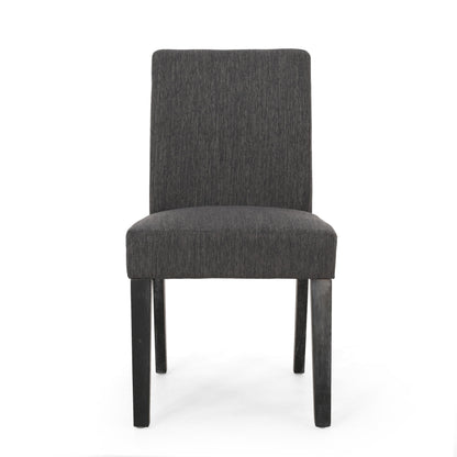 Contemporary Fabric Dining Chair With Upholstered Seating And Tapered Legs - Charcoal