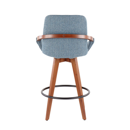Cosmo - Mid-Century Counter Stool - Walnut / Blue