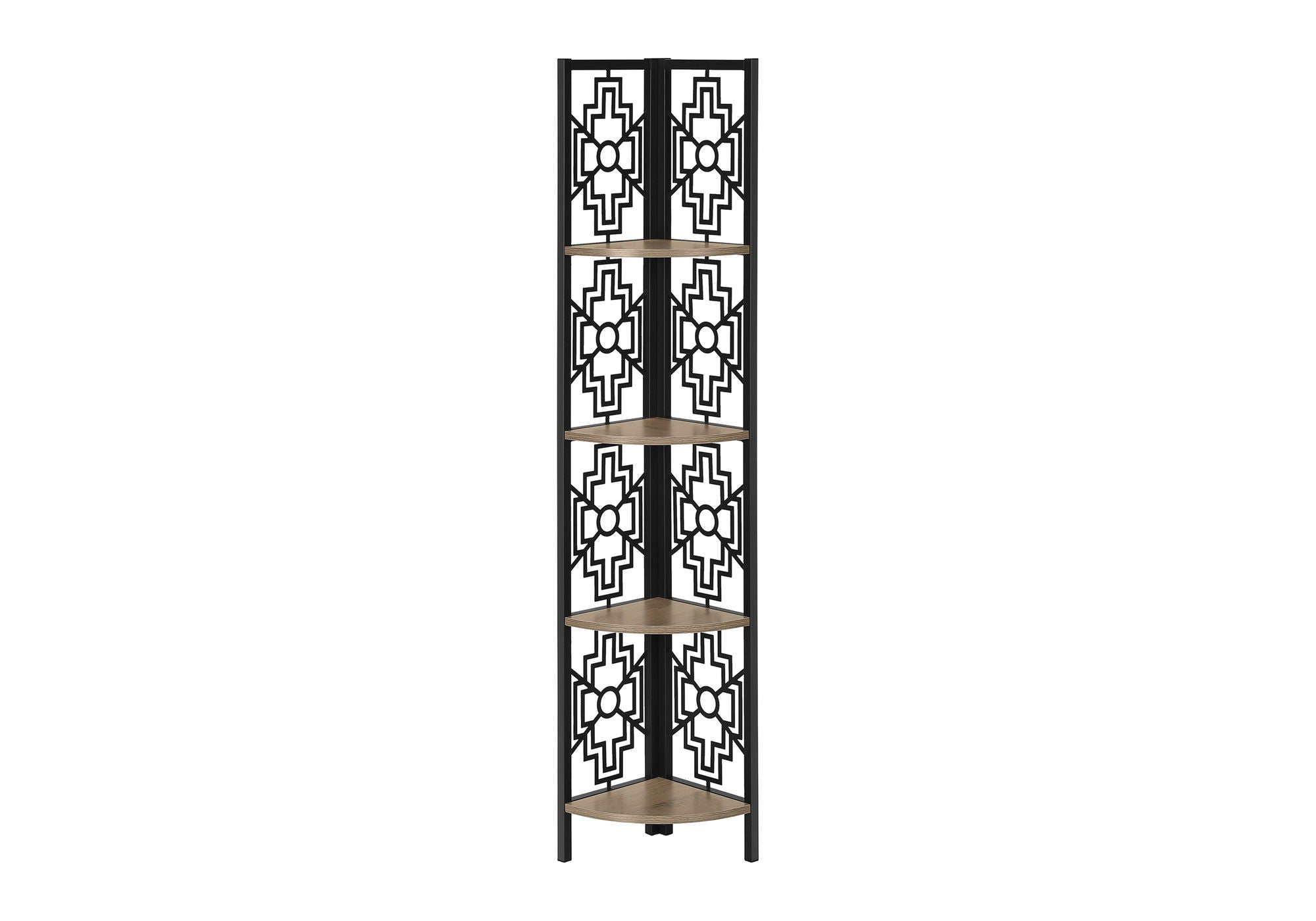 Bookshelf, Bookcase, Etagere, Corner, 4 Tier, For Office, Transitional - Taupe