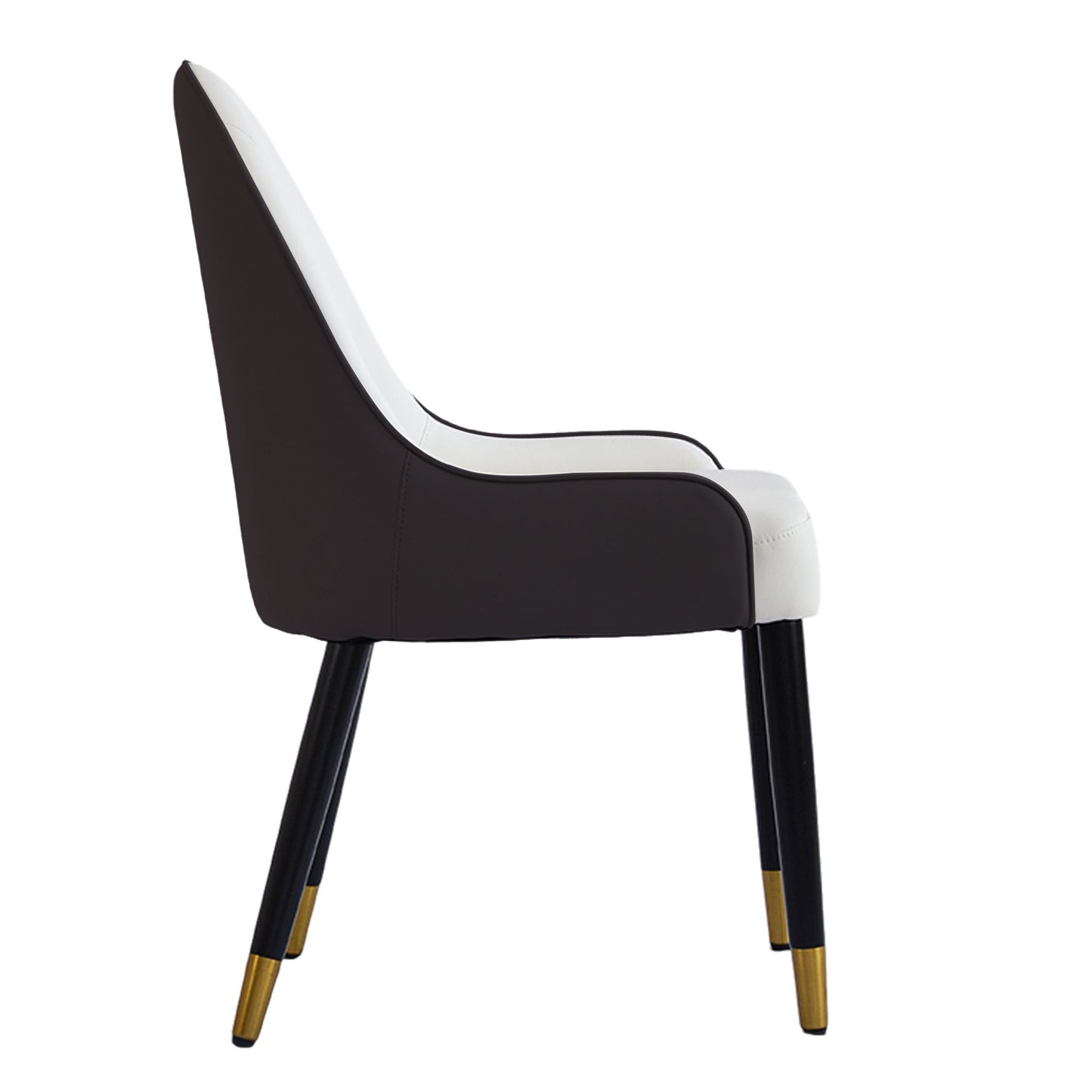 Modern Sponge-Filled Dining Chair, Solid Wood Metal Legs, Suitable For Restaurants, Living Rooms And Rooms- (Set of 2) - Dark Brown / White