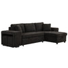 Modern L-Shape 3 Seat Reversible Sectional Couch, Pull Out Sleeper Sofa With Storage Chaise And 2 Stools For Living Room Furniture Set - Charcoal Gray