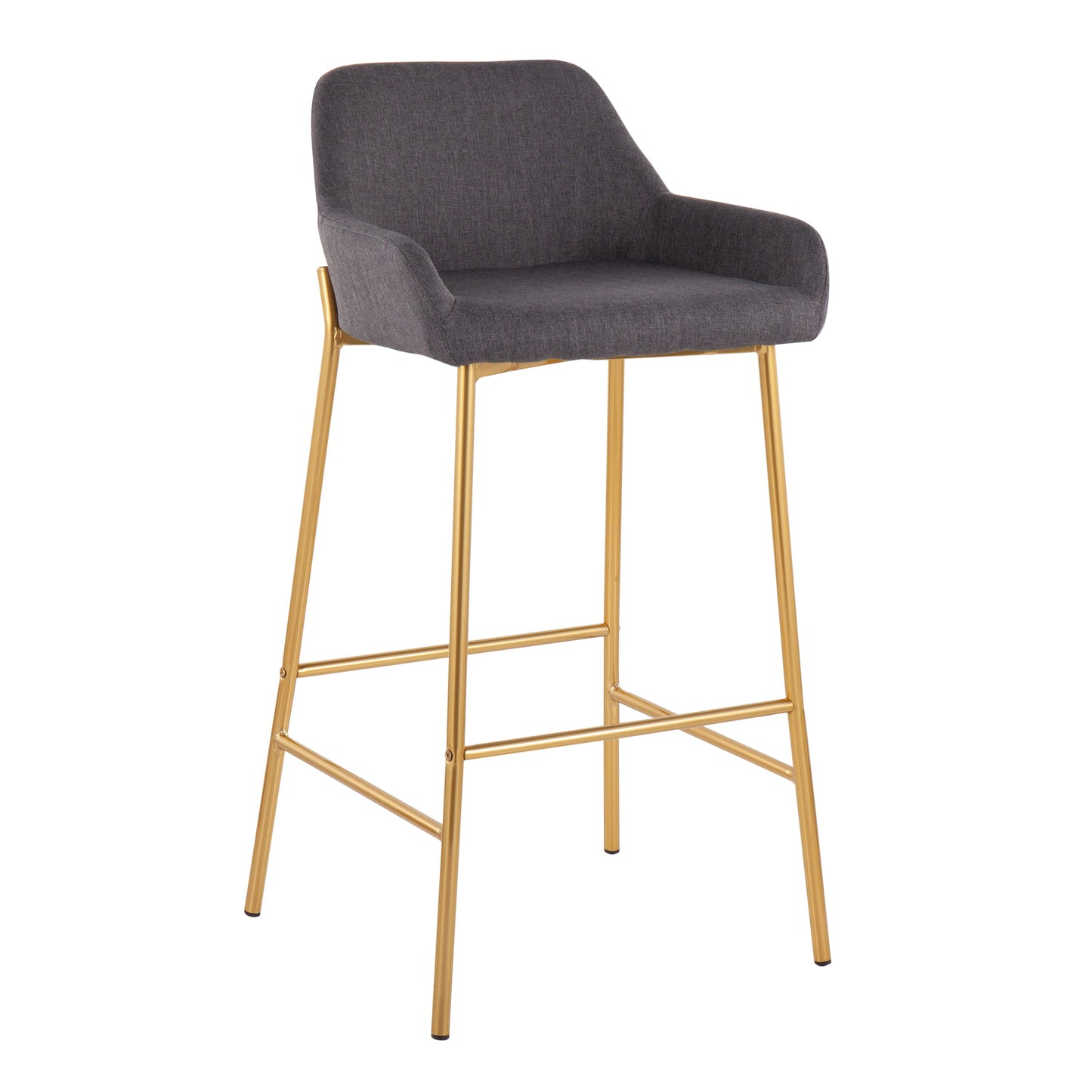 Daniella - Contemporary / Glam Fixed Height Bar Stool (Set of 2) - Gold / Charcoal