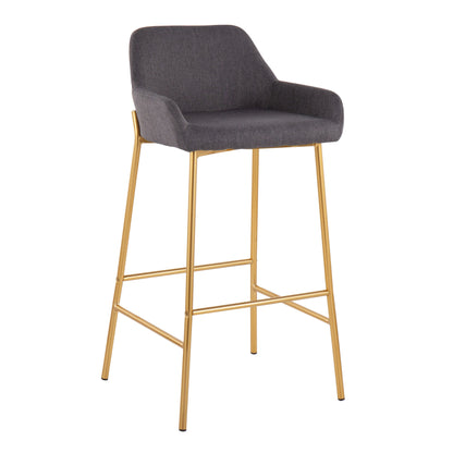 Daniella - Contemporary / Glam Fixed Height Bar Stool (Set of 2) - Gold / Charcoal