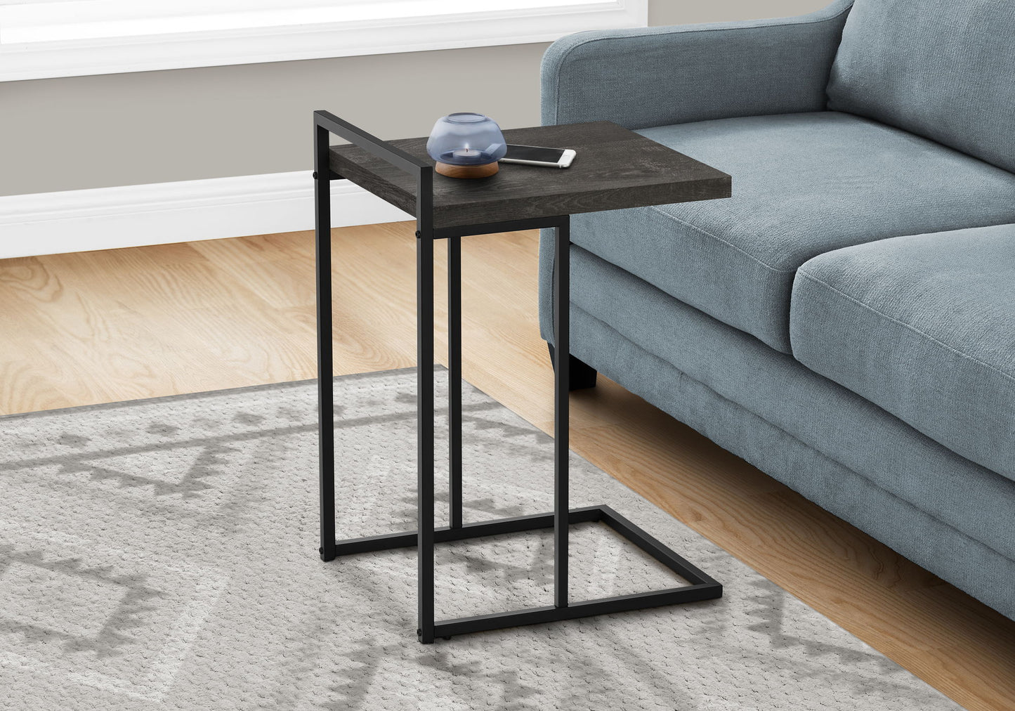 Accent Table, C - Shaped, Versatile Design - Black