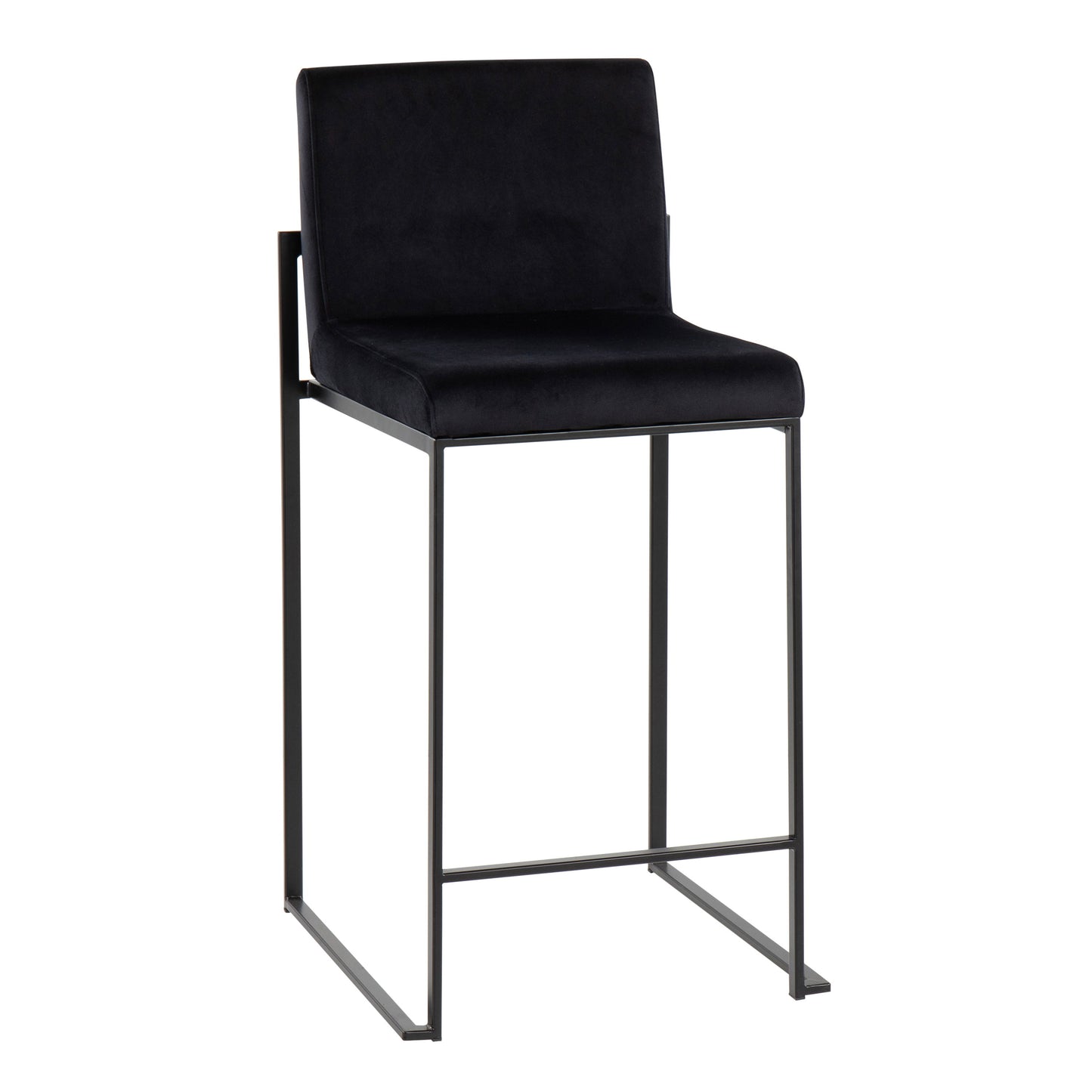 Fuji - Contemporary High Back Counter Stool (Set of 3) - Black