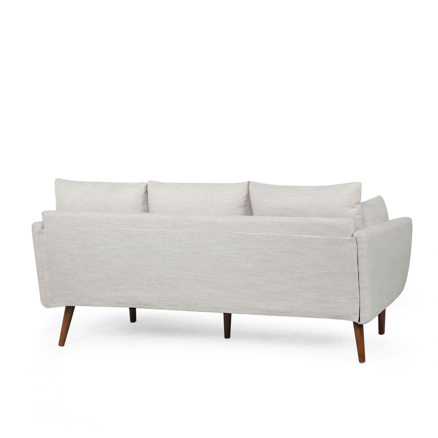Diaphanous - Upholstered 3 Seater Sofa With 2 Accent Pillows And Wood Legs - Beige