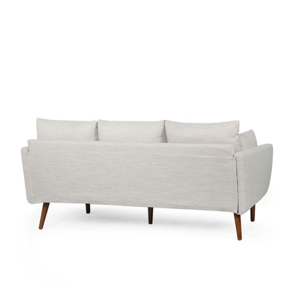 Diaphanous - Upholstered 3 Seater Sofa With 2 Accent Pillows And Wood Legs - Beige