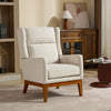 Wide Modern Accent Chair, Polyester Blend High Back Reading Chair, Upholstered Armchair Club Chair, Single Sofa With Wood Legs For Living Room, Reading Room, Office - Beige