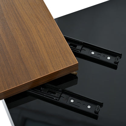 Movable Top Coffee Table, Modern Square Wood Coffee Table With High Gloss Finish, 4 Hidden Storage Drawers For Living Room - Black