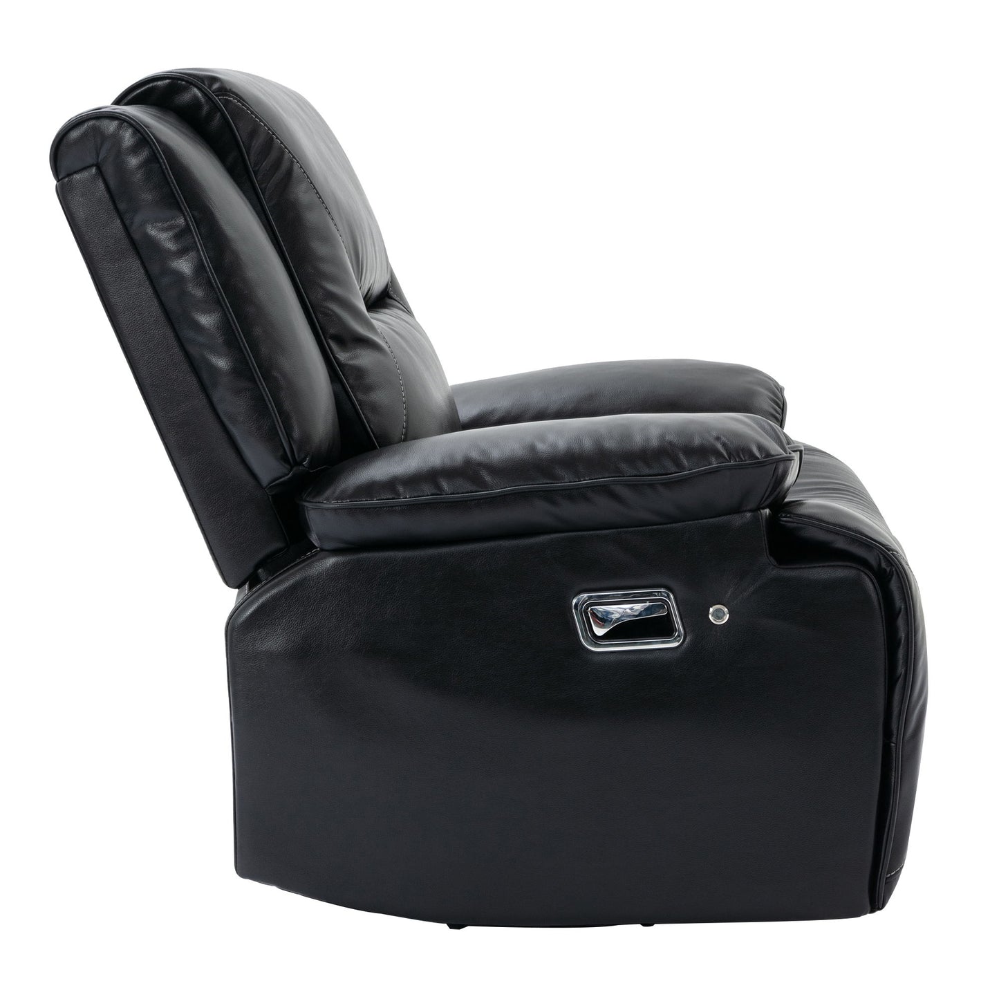 360ÔøΩÔøΩ Swivel And Rocking Home Theater Recliner Manual Recliner Chair With A Led Light Strip For Living Room - Black