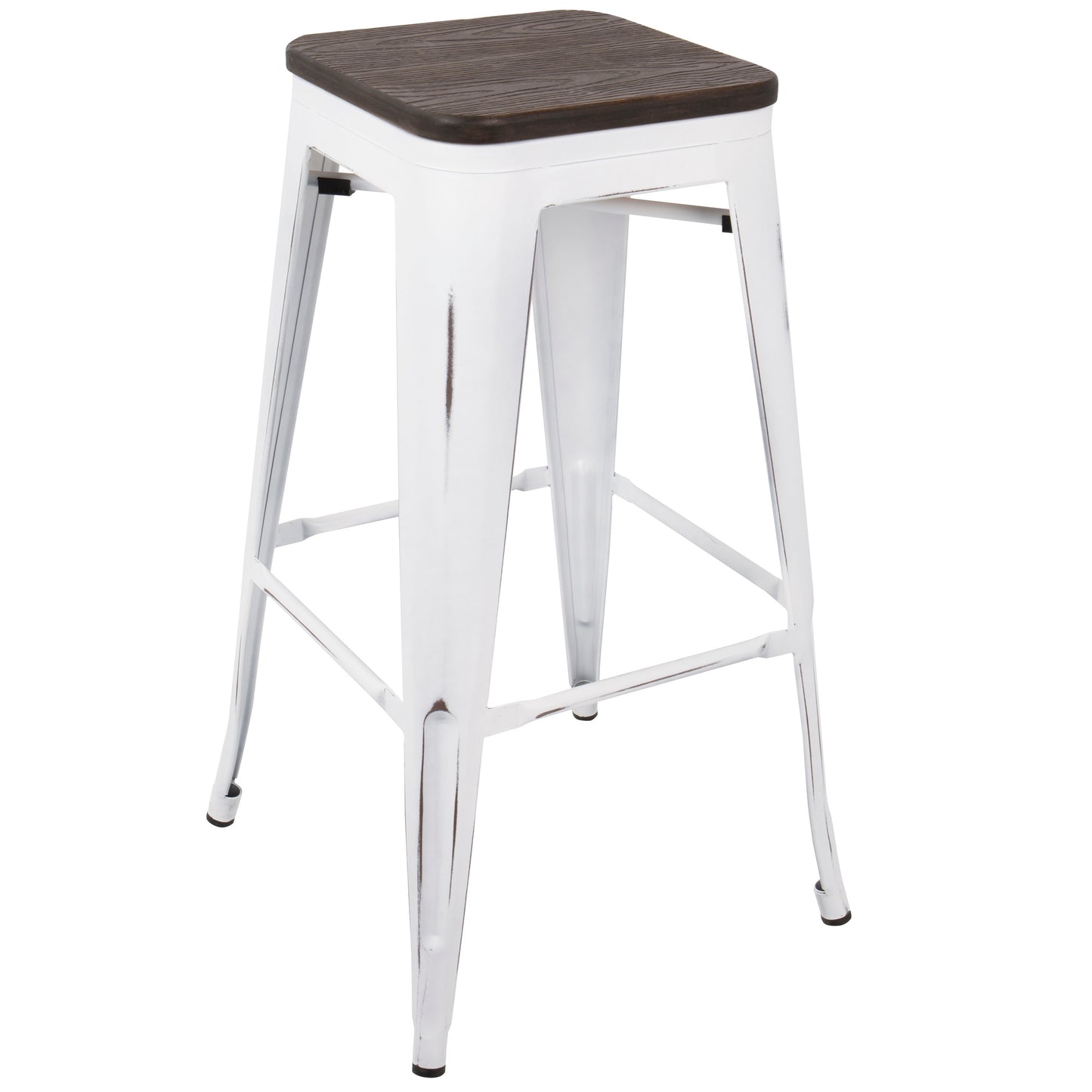 Oregon - Industrial Stackable Barstool (Set of 2) - Vintage White / Espresso