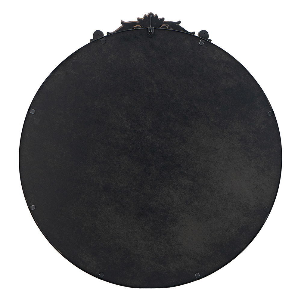 Classic Design Mirror With Round Shape And Baroque Inspired Frame For Bathroom, Entryway Console Lean Against Wall - Black