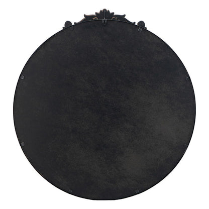 Classic Design Mirror With Round Shape And Baroque Inspired Frame For Bathroom, Entryway Console Lean Against Wall - Black