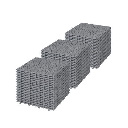 Interlocking Deck Tiles Plastic Waterproof Outdoor All Weather Anti-Slip Bathroom Shower Balcony Porch Strong Weight Capacity Upto 440 Lbs, Pebble Stone Pattern Pack Of 60 - Gray