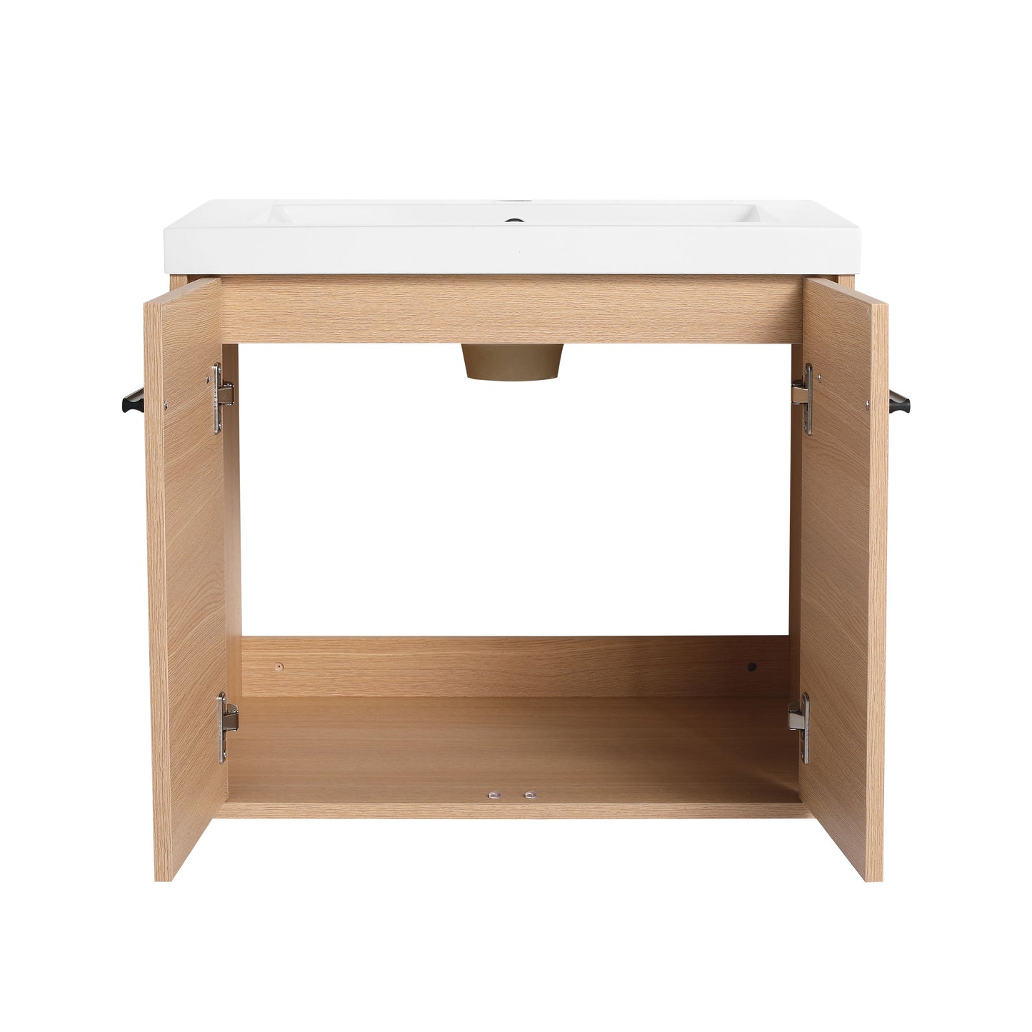 Bathroom Vanity Set With Resin Countertop Sink, 2 Doors - Oak