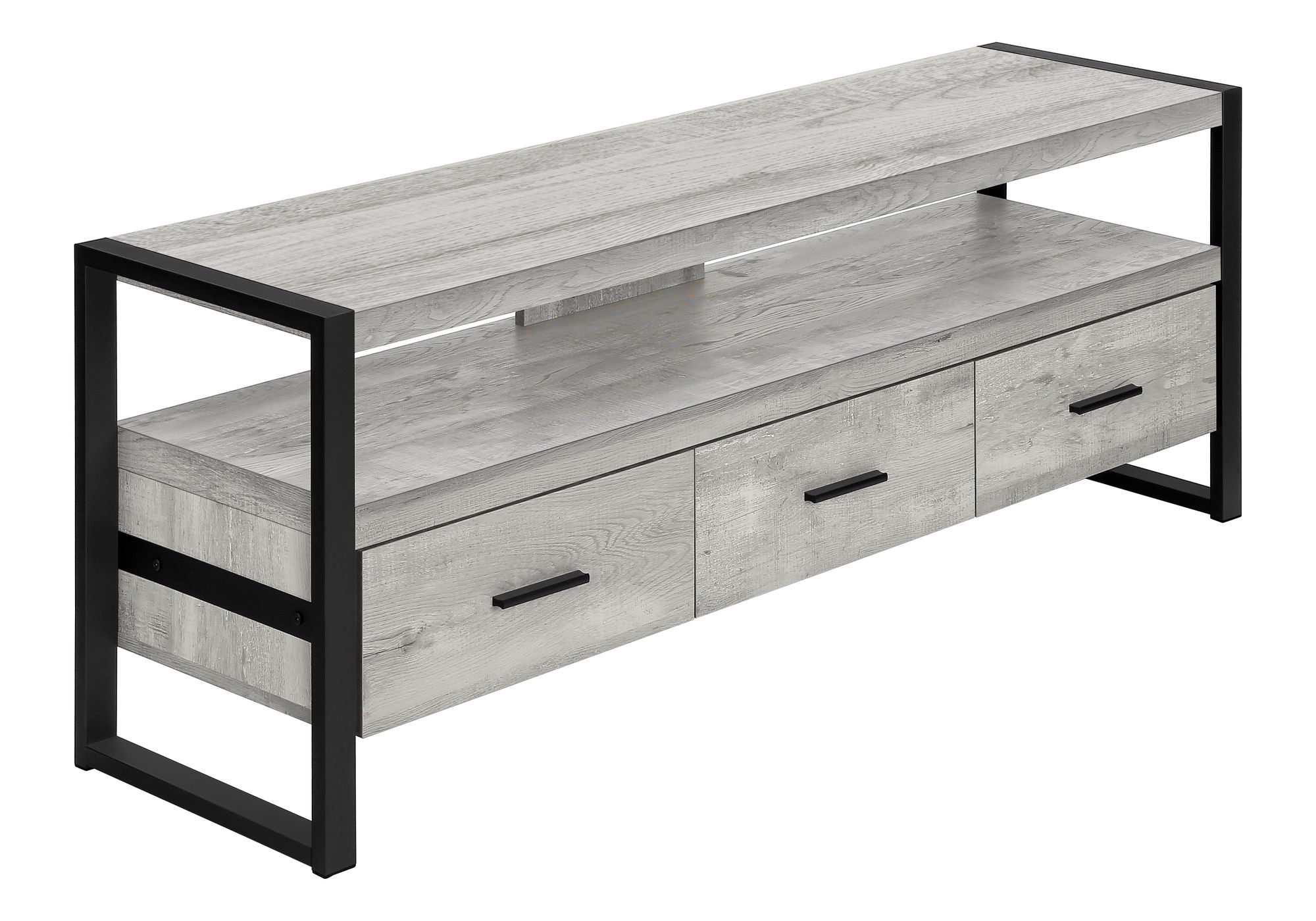 TV Stand, Console, Media Entertainment Center, Storage Drawers, Contemporary & Modern - Gray