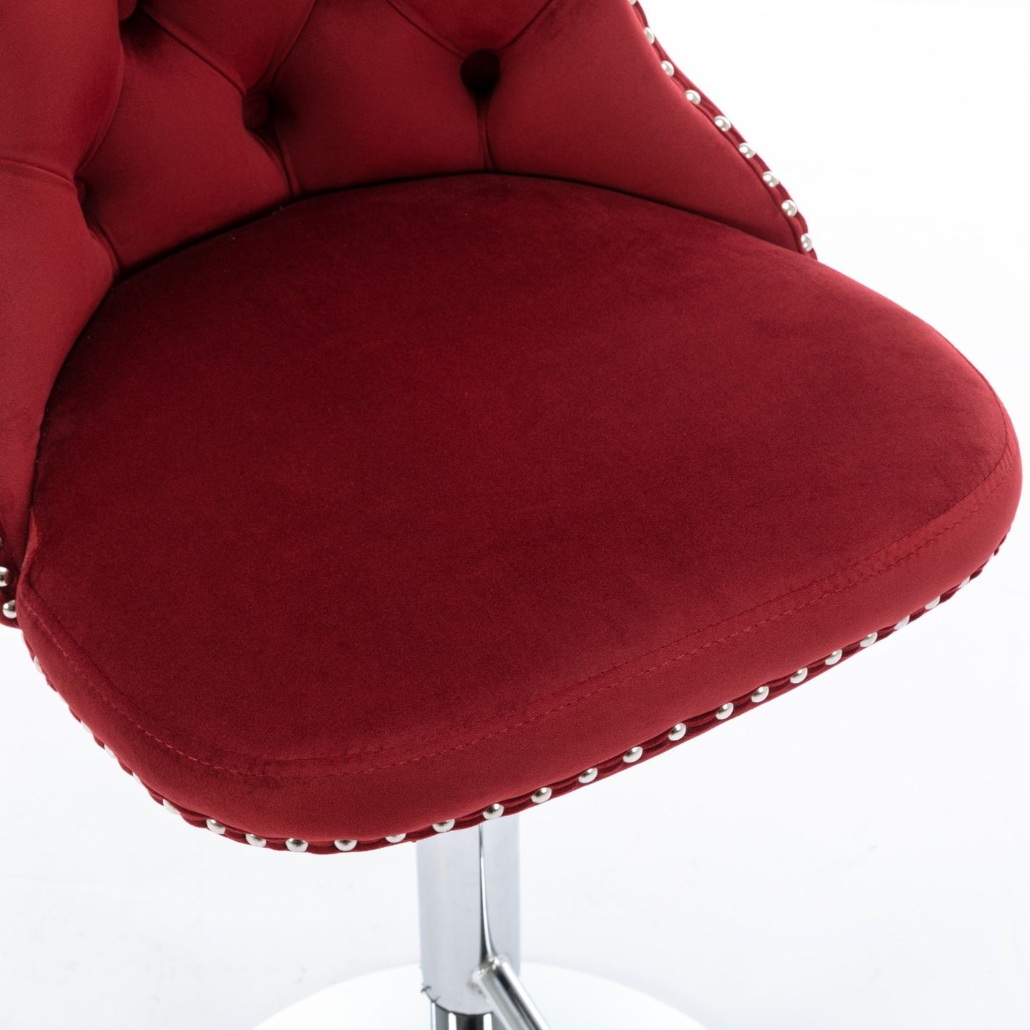 Swivel Velvet Barstools Adjusatble Seat Height From 25-33", Chrome Base Bar Stools With Backs Comfortable Tufted For Home Pub And Kitchen Island, 1712Wr (Set of 2) - Wine Red / Burgundy