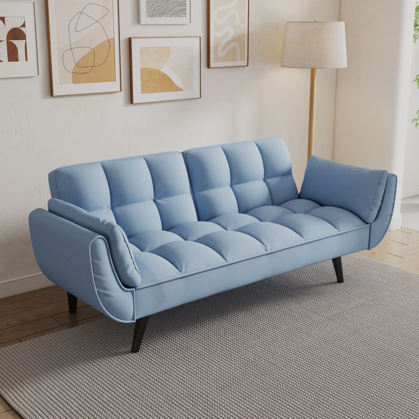 Sofa Soft Two Armrests Throw Pillow Pillow Comfortable Fit Apartment Bedroom Small Space - Antique Navy Blue