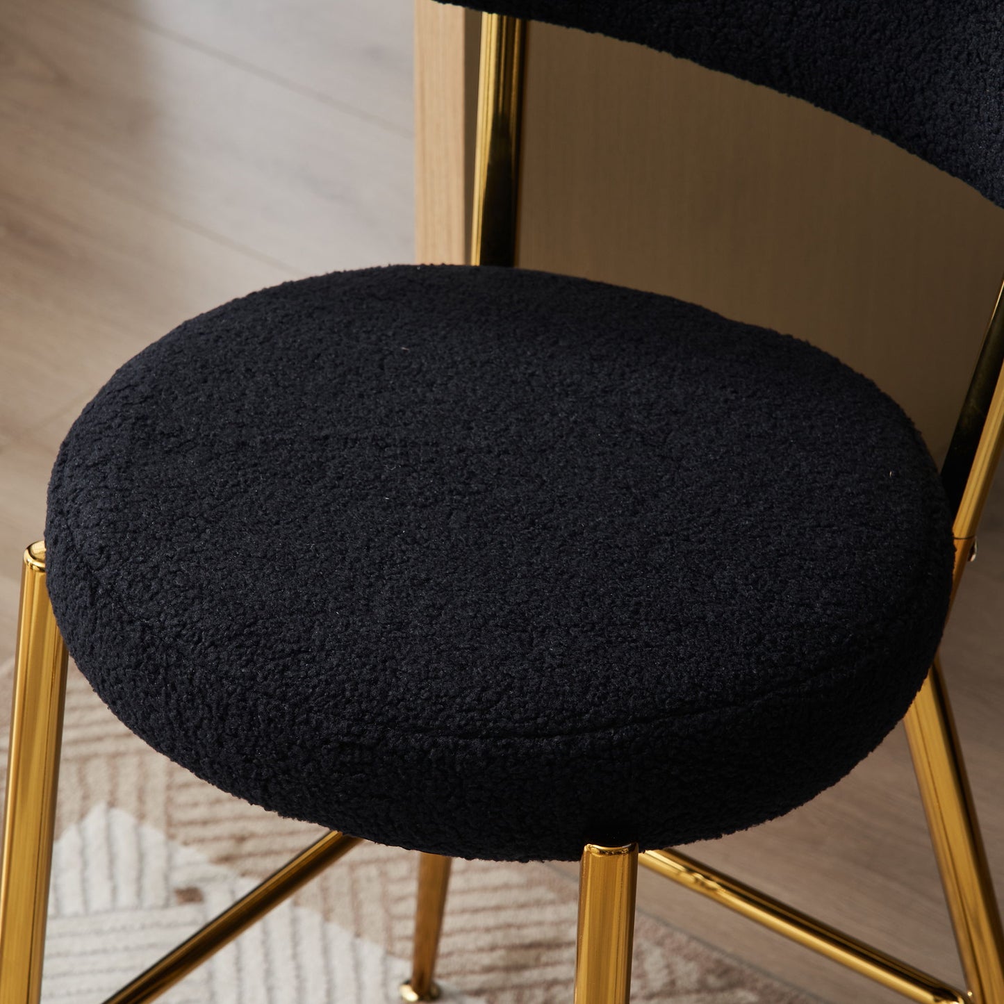 Modern Teddy Fabric Upholstered Bar Stools (Set of 4) - Black / Gold