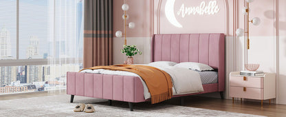 Full Size Upholstered Platform Bed - Pink