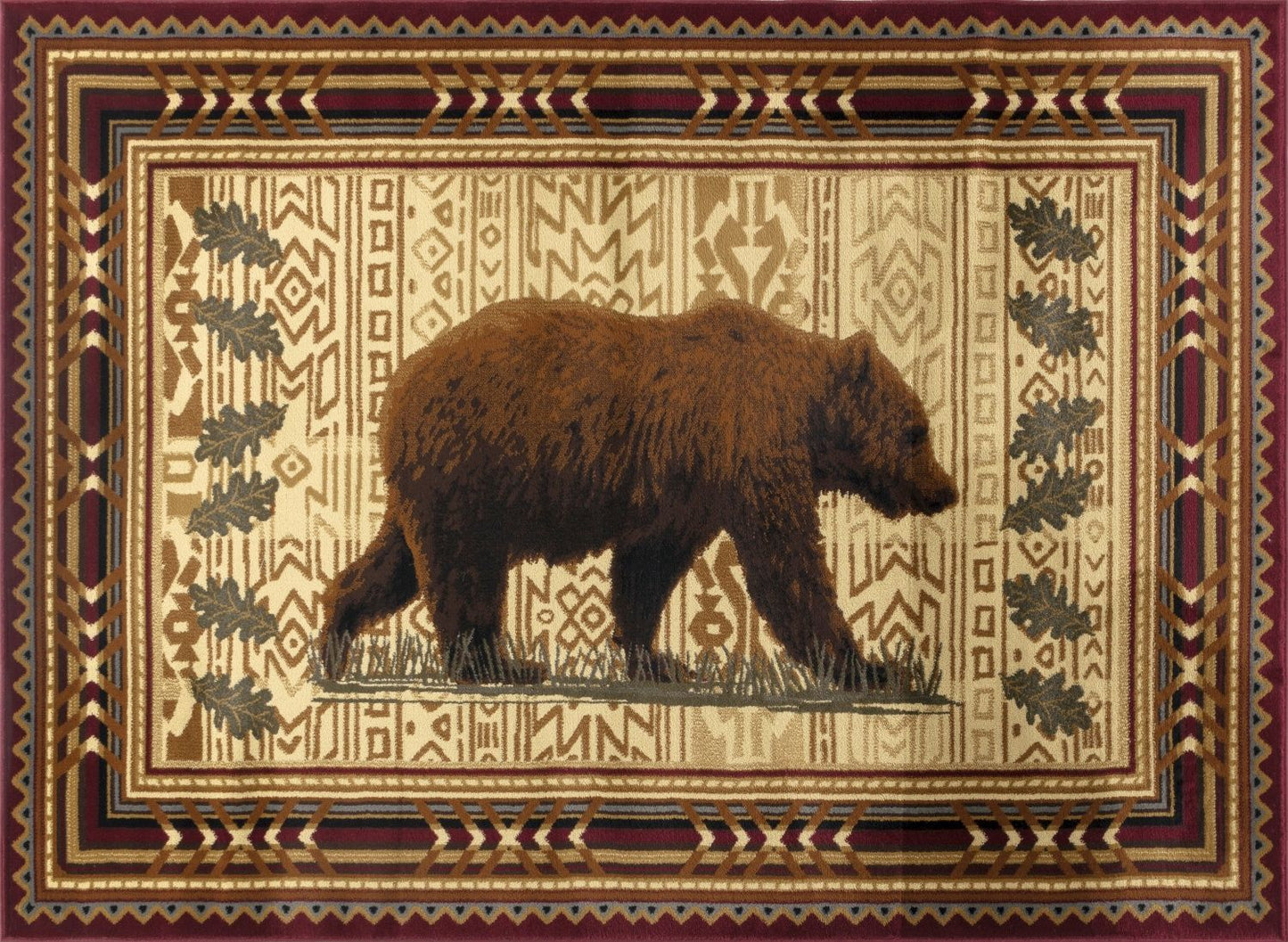 Nature's Nest - 7'10" X 10'3" Lodge Area Rug - Multi, Red