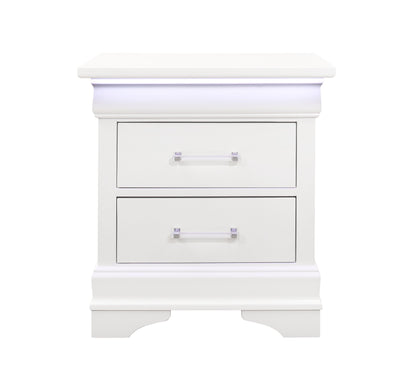Charlston - Nightstand With LED - White