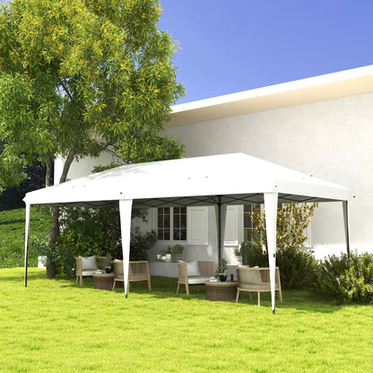 Outsunny - 10' x 19.2' Pop Up Canopy Tent, Heavy Duty Tent For Parties, Outdoor Instant Gazebo Sun Shade Shelter With Carry Bag For Catering, Events, Wedding, Backyard Bbq - White