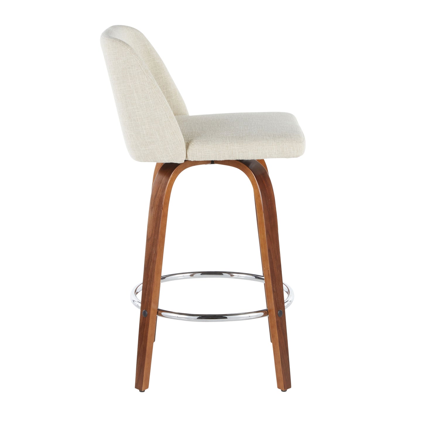 Toriano - Mid-Century Modern Counter Stool (Set of 2) - Walnut / Cream