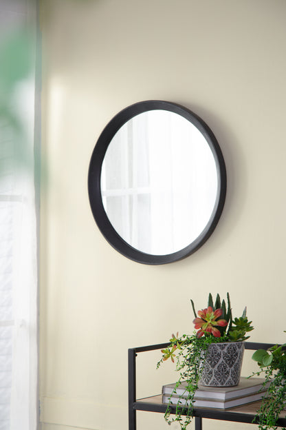 Transitional Decor Style Mango Wood Wall Mirror Wall Decor With Frame Of Solid Mango Wood For Bathroom, Entryway Console Lean Against Wall - Black