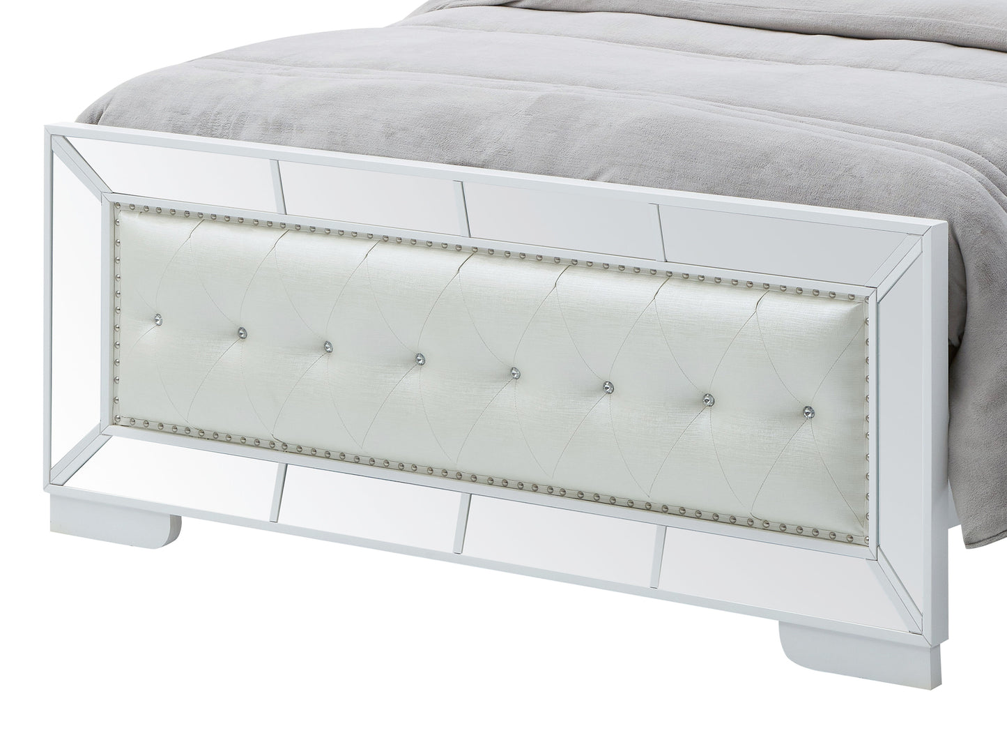 Elegant Contemporary Bed - Silver Champagne