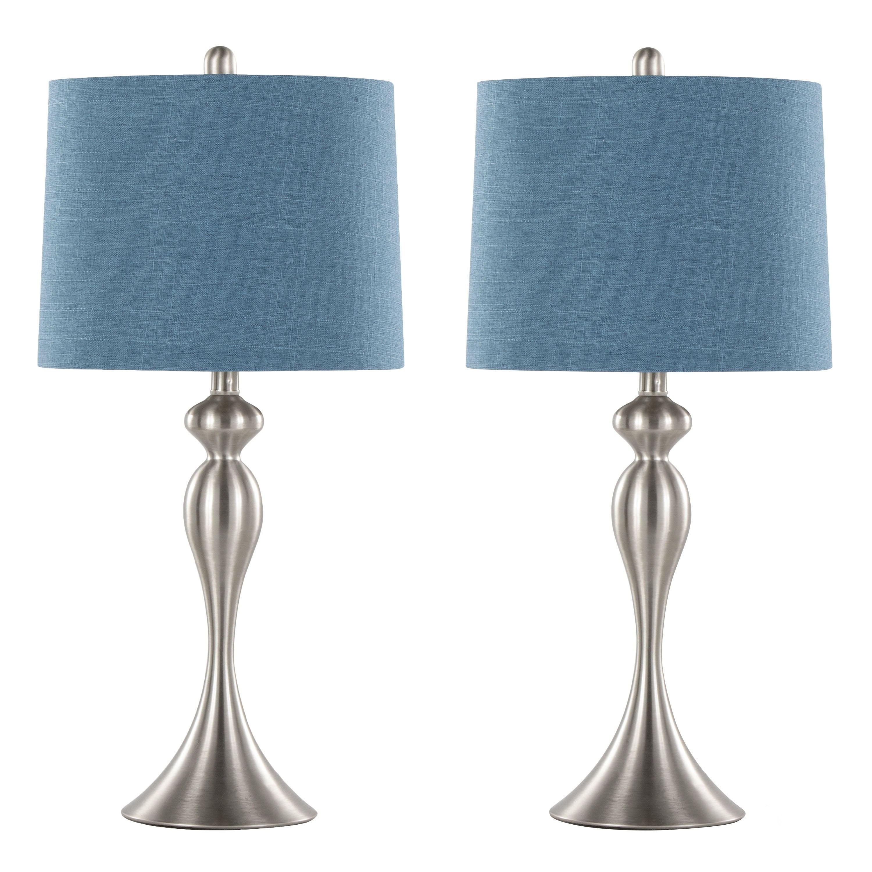 Ashland - Contemporary Table Lamp (Set of 2) - Nickel / Moroccan Blue Slub