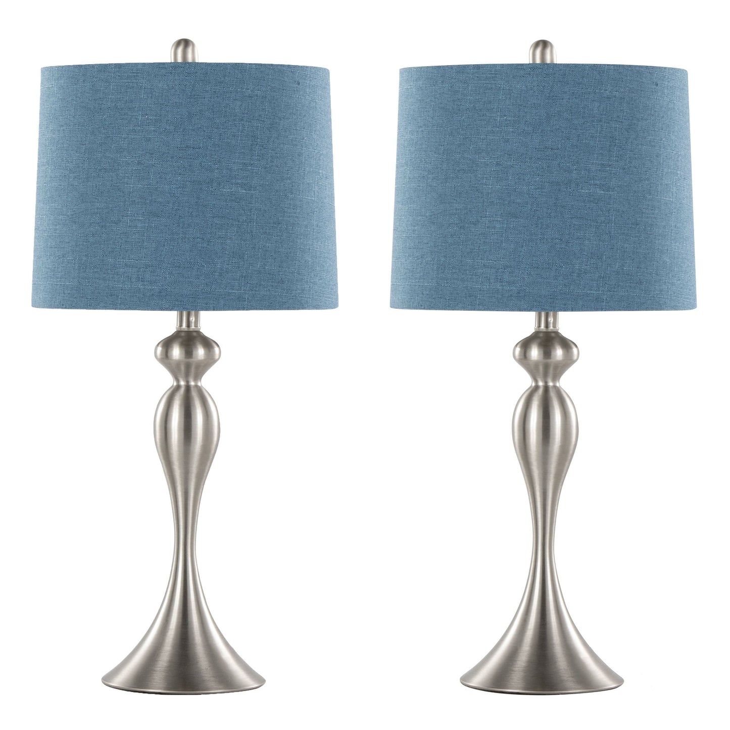 Ashland - Contemporary Table Lamp (Set of 2) - Nickel / Moroccan Blue Slub