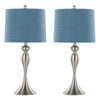Ashland - Contemporary Table Lamp (Set of 2) - Nickel / Moroccan Blue Slub