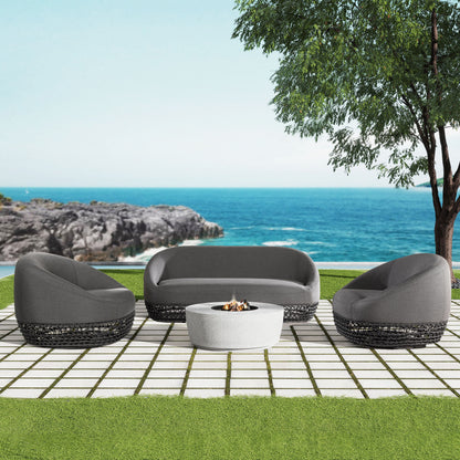 Willow - Upholstered Patio Deep Seating Sofa - Graphite Gray / Black