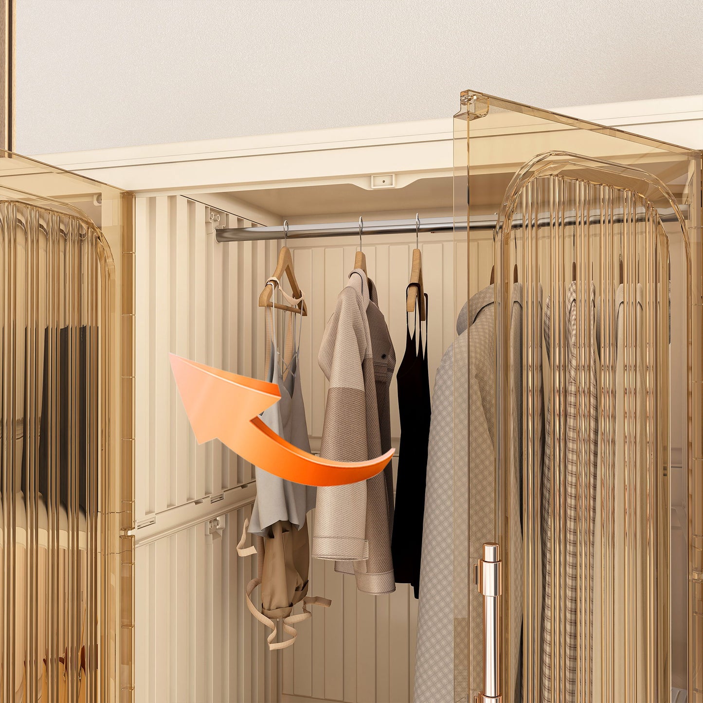 Portable Wardrobe Closet Storage Organizer With 12 Magnetic Doors, 12 Cubes & Hanging Rod - White