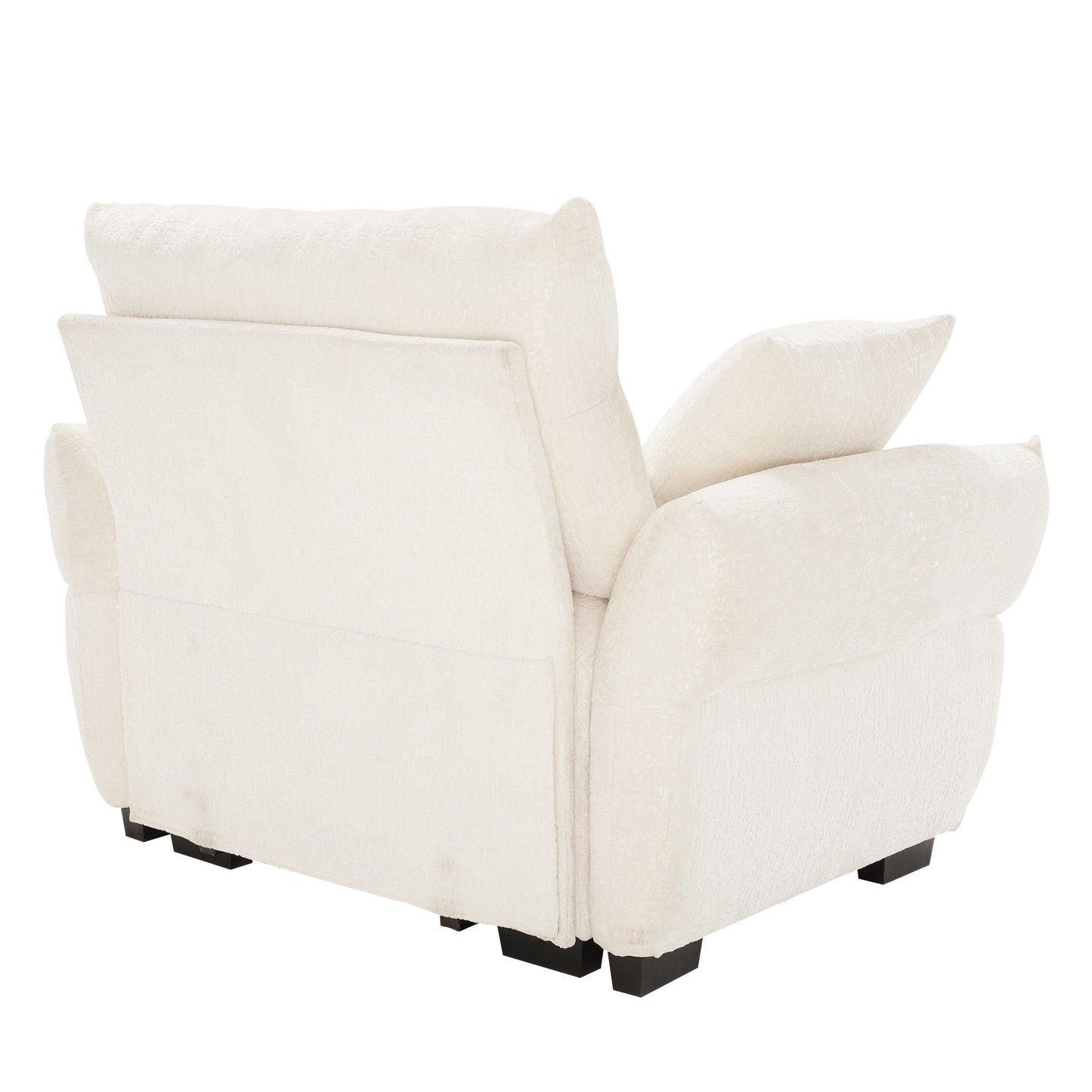 Ergonomic Single Seater Sofa With High Resilience Support Cushions And Throw Pillows, Modern Design - White