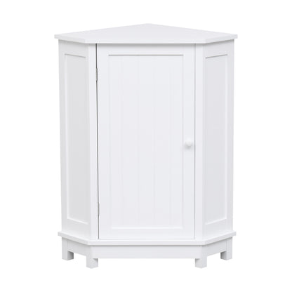 Bathroom Cabinet Triangle Corner Storage Cabinet With Adjustable Shelf Modern Style - White
