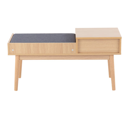 Telephone Contemporary Bench With Pull Out Drawer - Natural / Gray