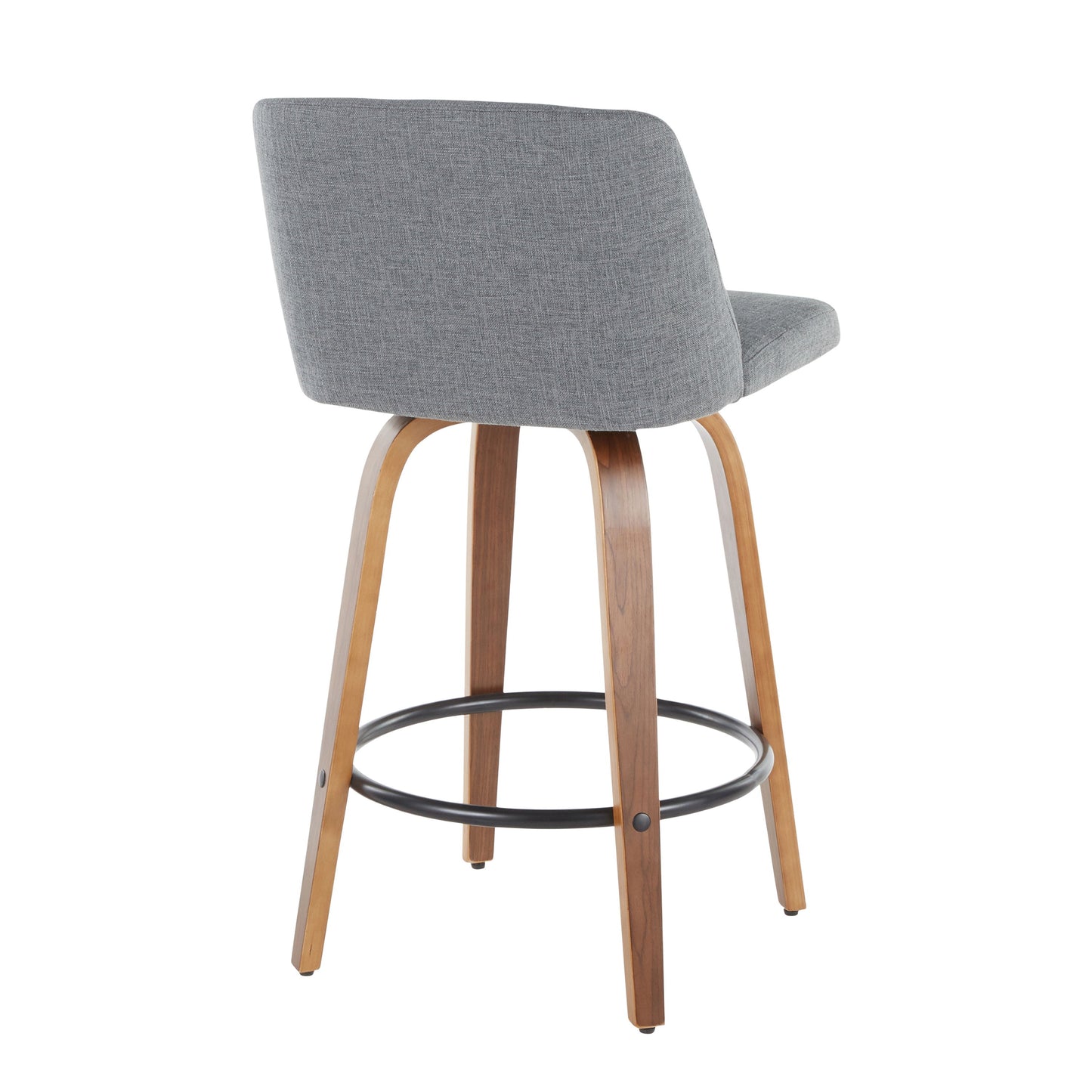 Toriano - Mid-Century Modern Counter Stool (Set of 2) - Walnut / Gray