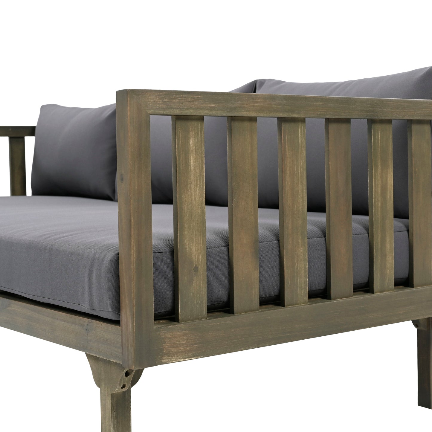 Claremont - 3 Seater Daybed With Slat Paneling And Water Resistant Cushions - Gray