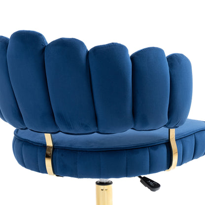 Modern Home Office Desk Chair With Adjustable Height And Swivel Wheels - Navy