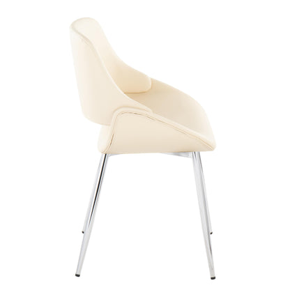 Fabrico - Mid-Century Modern Accent Dining Chair (Set of 2) - Chrome / Cream