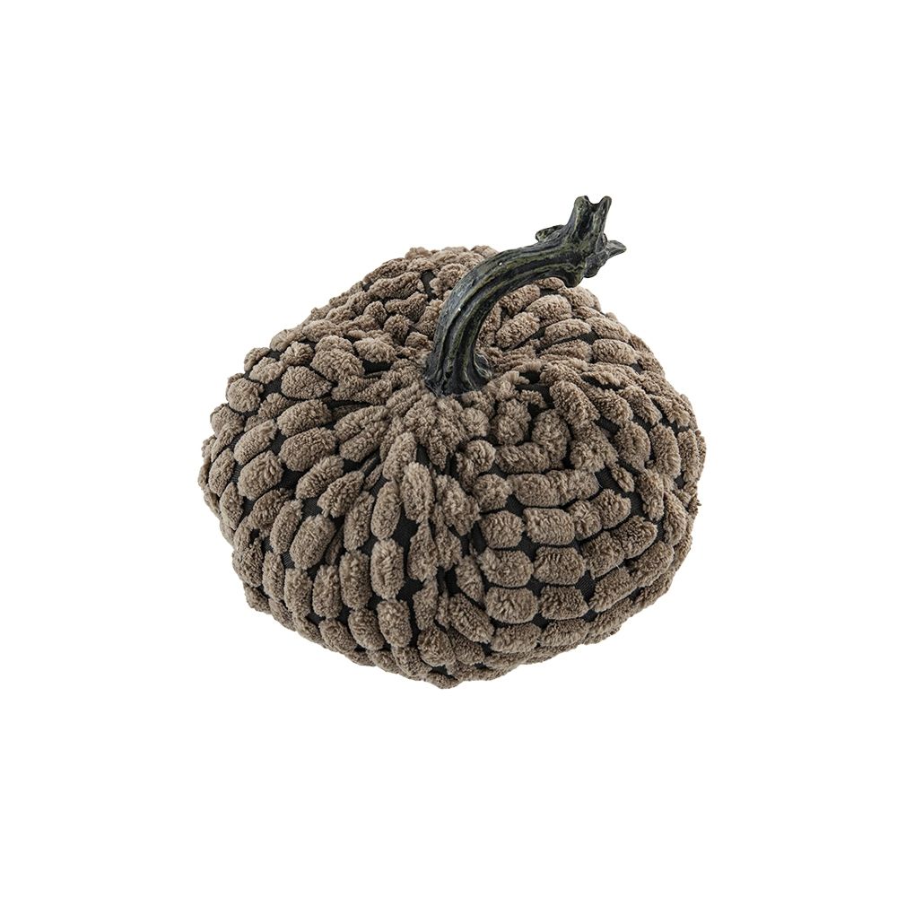 Chenille Weighted Pumpkin Ornament Decor For Holiday Harvest Festival Fall Festival & Thanksgiving (Set of 2) - Dark Brown