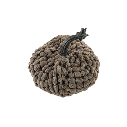 Chenille Weighted Pumpkin Ornament Decor For Holiday Harvest Festival Fall Festival & Thanksgiving (Set of 2) - Dark Brown