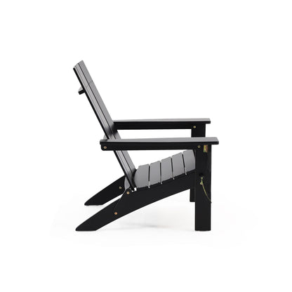 Aurascape - Outdoor Acacia Wood Foldable Adirondack Chair - Black