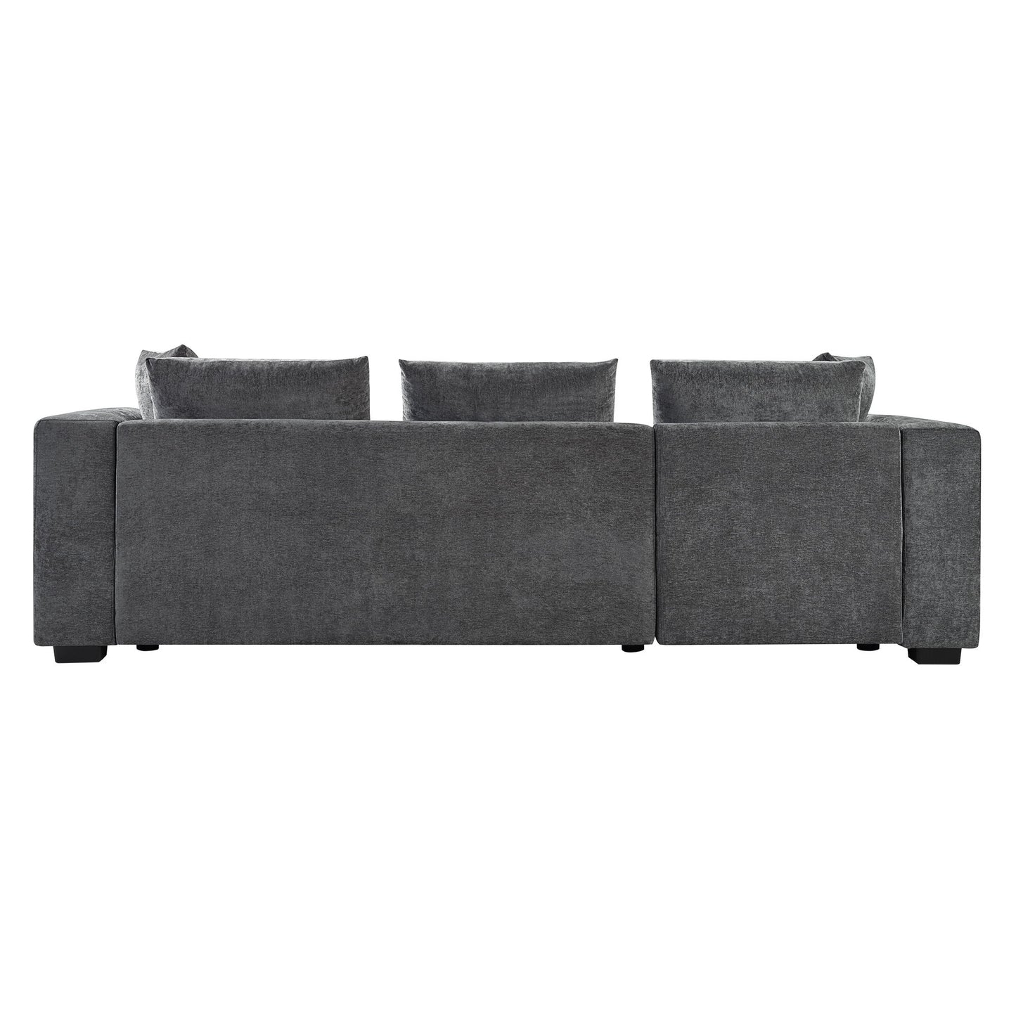Modern L Shaped Sectional Sofa With Storage Chenille, Upholstered Couch - Gray