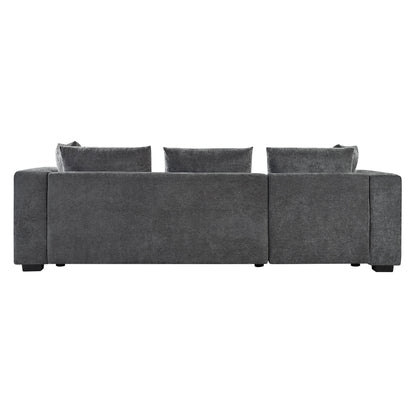 Modern L Shaped Sectional Sofa With Storage Chenille, Upholstered Couch - Gray