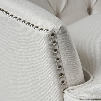 Modern Accent Chair Upholstered Foam Filled Living Room Chairs Comfy Reading Chair Mid Century Modern Chair, Armchair For Living Room Bedroom - Ivory