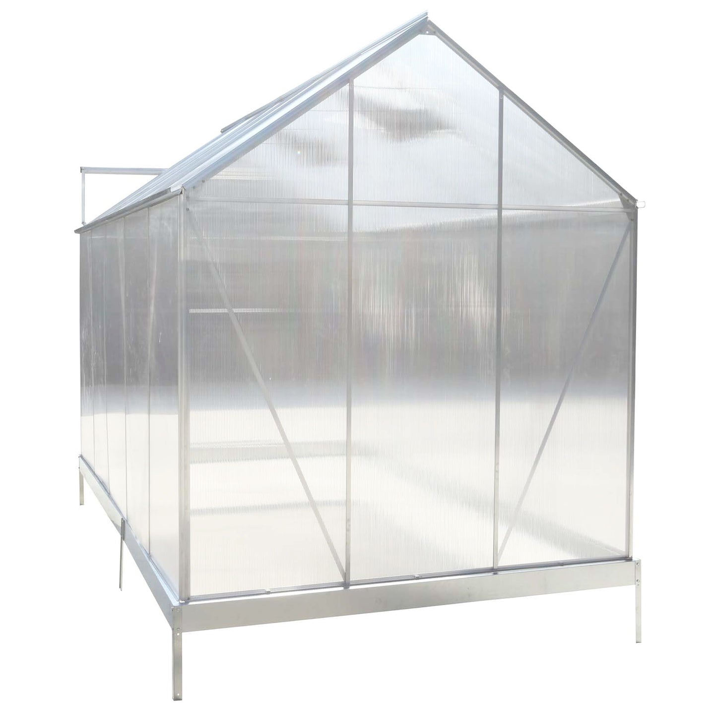 6.3'x10.2'x7' Polycarbonate Greenhouse, Heavy Duty Outdoor Aluminum Walk-In Green House Kit With Rain Gutter, Vent And Door For Backyard Garden - Aluminium