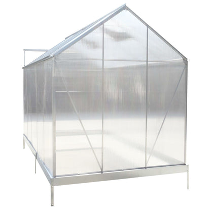 6.3'x10.2'x7' Polycarbonate Greenhouse, Heavy Duty Outdoor Aluminum Walk-In Green House Kit With Rain Gutter, Vent And Door For Backyard Garden - Aluminium